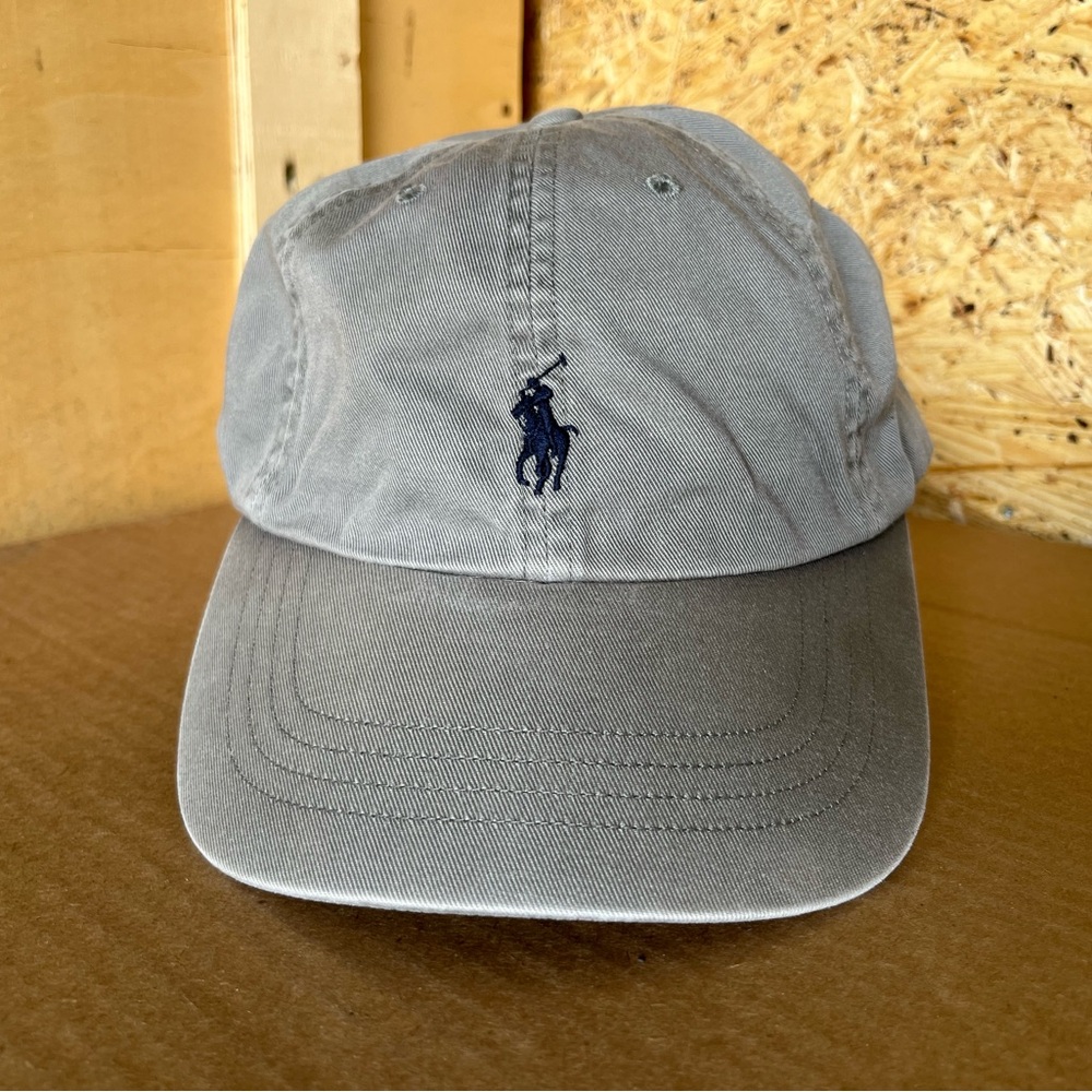 Polo Ralph Lauren Classic Cotton Chino Sports Cap, Grey with Navy Polo Horse.
